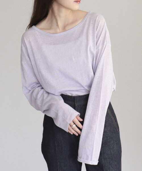 fredy emue（フレディエミュ）の「コットンスラブルーズロンT（Tシャツ/カットソー・レディース・オフホワイト/ブラック/ラベンダー/ライトグレー・38）」の19枚目の写真