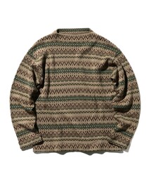 BEAMS PLUS / フェアアイル ジャカード ストライプ ボートネック ニット