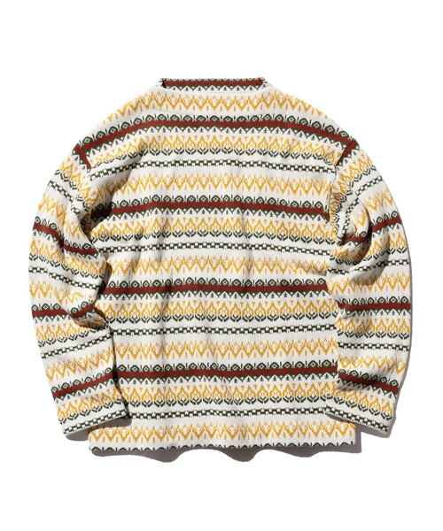 BEAMS PLUS（ビームスプラス）の「BEAMS PLUS / フェアアイル ジャカード ストライプ ボートネック ニット（ニット/セーター・メンズ・オフホワイト/ブラック/グリーン/ベージュ・SMALL/MEDIUM/LARGE/X-LARGE）」の2枚目の写真