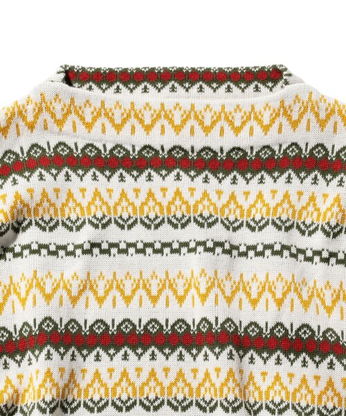 BEAMS PLUS（ビームスプラス）の「BEAMS PLUS / フェアアイル ジャカード ストライプ ボートネック ニット（ニット/セーター・メンズ・オフホワイト/ブラック/グリーン/ベージュ・SMALL/MEDIUM/LARGE/X-LARGE）」の10枚目の写真
