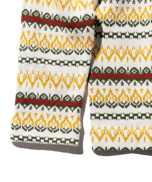 BEAMS PLUS（ビームスプラス）の「BEAMS PLUS / フェアアイル ジャカード ストライプ ボートネック ニット（ニット/セーター・メンズ・オフホワイト/ブラック/グリーン/ベージュ・SMALL/MEDIUM/LARGE/X-LARGE）」の11枚目の写真