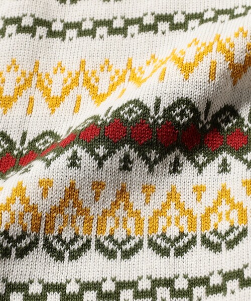 BEAMS PLUS（ビームスプラス）の「BEAMS PLUS / フェアアイル ジャカード ストライプ ボートネック ニット（ニット/セーター・メンズ・オフホワイト/ブラック/グリーン/ベージュ・SMALL/MEDIUM/LARGE/X-LARGE）」の12枚目の写真