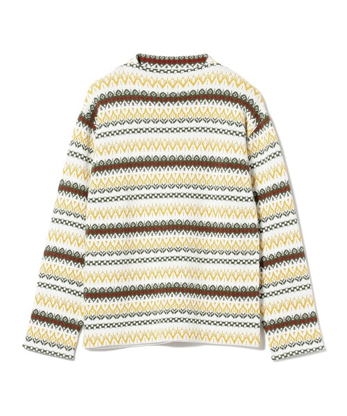 BEAMS PLUS（ビームスプラス）の「BEAMS PLUS / フェアアイル ジャカード ストライプ ボートネック ニット（ニット/セーター・メンズ・オフホワイト/ブラック/グリーン/ベージュ・SMALL/MEDIUM/LARGE/X-LARGE）」の14枚目の写真