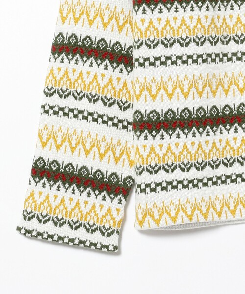 BEAMS PLUS（ビームスプラス）の「BEAMS PLUS / フェアアイル ジャカード ストライプ ボートネック ニット（ニット/セーター・メンズ・オフホワイト/ブラック/グリーン/ベージュ・SMALL/MEDIUM/LARGE/X-LARGE）」の16枚目の写真