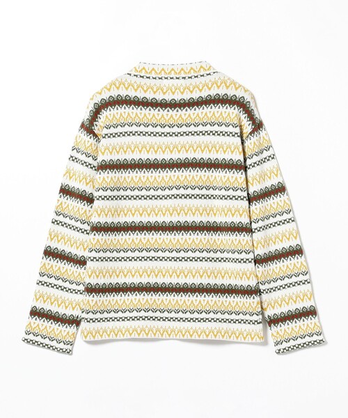 BEAMS PLUS（ビームスプラス）の「BEAMS PLUS / フェアアイル ジャカード ストライプ ボートネック ニット（ニット/セーター・メンズ・オフホワイト/ブラック/グリーン/ベージュ・SMALL/MEDIUM/LARGE/X-LARGE）」の17枚目の写真