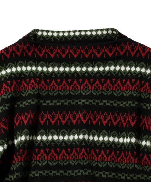 BEAMS PLUS（ビームスプラス）の「BEAMS PLUS / フェアアイル ジャカード ストライプ ボートネック ニット（ニット/セーター・メンズ・オフホワイト/ブラック/グリーン/ベージュ・SMALL/MEDIUM/LARGE/X-LARGE）」の20枚目の写真