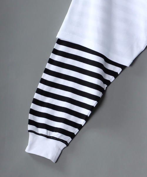 SITRY(シトリー)の「fake layered half zip sweat shirt/ フェイクレイヤード ハーフジップ スウェット トレーナー プルオーバー(スウェット・メンズ・ホワイト/ブラック/ホワイト系その他/ブラック系その他・M/L)」の13枚目の写真