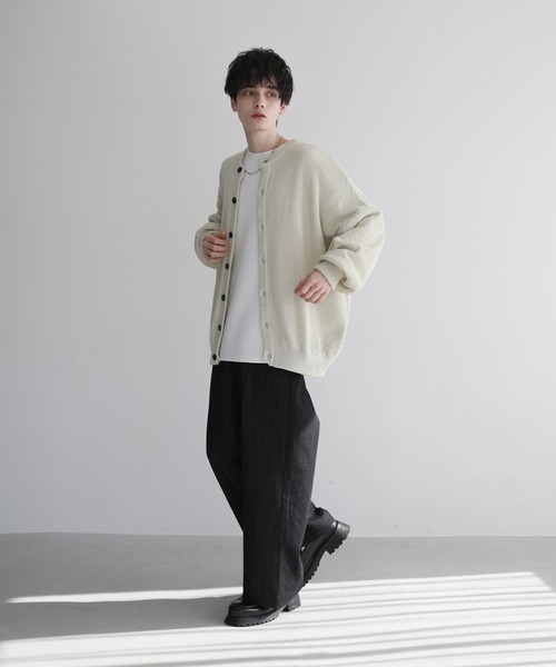 LILL（リル）の「鹿の子クルーバルーンスリーブカーディガン（カーディガン/ボレロ・メンズ・モカ/ライトグレー/ブラック/オフホワイト/ブルー・XL/S/M/L）」の12枚目の写真