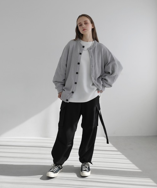 LILL（リル）の「鹿の子クルーバルーンスリーブカーディガン