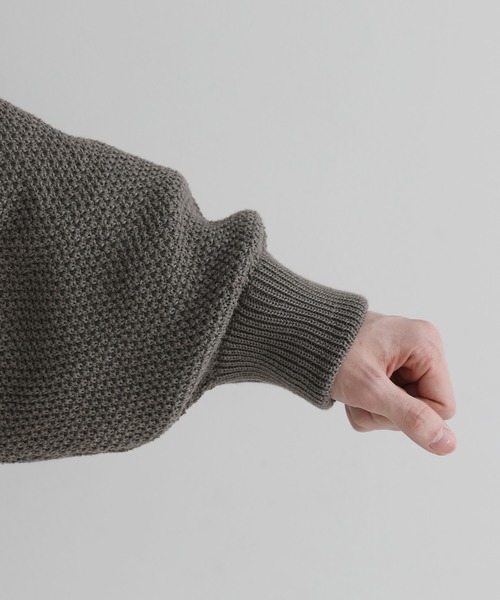 LILL（リル）の「鹿の子クルーバルーンスリーブカーディガン（カーディガン/ボレロ・メンズ・モカ/ライトグレー/ブラック/オフホワイト/ブルー・XL/S/M/L）」の11枚目の写真