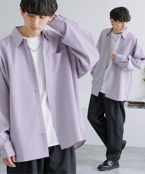 Rocky Monroe(ロッキーモンロー)の「セットアップ オーバーサイズ 長袖ドルマンシャツ&テーパードイージーパンツ(セットアップ・メンズ・ブラック/パープル/ホワイト/グレー/チャコールグレー・M/L/XL)」の5枚目の写真