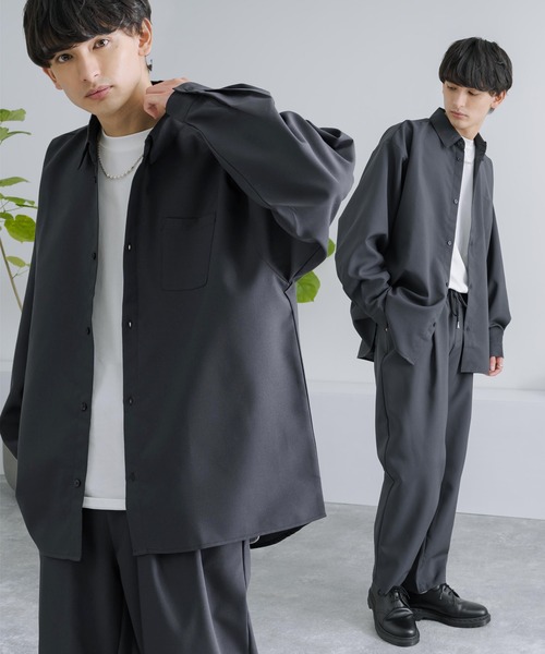 Rocky Monroe(ロッキーモンロー)の「セットアップ オーバーサイズ 長袖ドルマンシャツ&テーパードイージーパンツ(セットアップ・メンズ・ブラック/パープル/ホワイト/グレー/チャコールグレー・M/L/XL)」の3枚目の写真