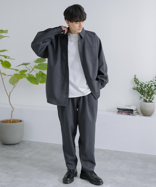 Rocky Monroe(ロッキーモンロー)の「セットアップ オーバーサイズ 長袖ドルマンシャツ&テーパードイージーパンツ(セットアップ・メンズ・ブラック/パープル/ホワイト/グレー/チャコールグレー・M/L/XL)」の19枚目の写真
