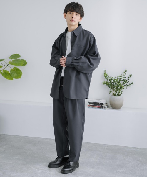 Rocky Monroe(ロッキーモンロー)の「セットアップ オーバーサイズ 長袖ドルマンシャツ&テーパードイージーパンツ(セットアップ・メンズ・ブラック/パープル/ホワイト/グレー/チャコールグレー・M/L/XL)」の20枚目の写真