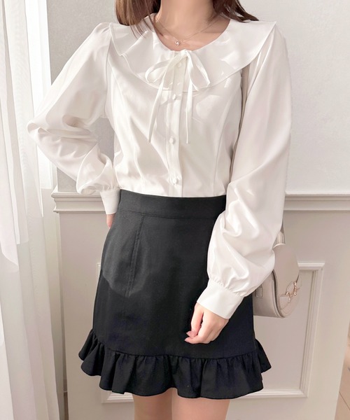 apres jour(アプレジュール)の「ラッフルリボンブラウス【ZOZOTOWN限定アイテム】(シャツ/ブラウス・レディース・ブラック/オフホワイト/ライトピンク・X-LARGE/フリー)」の16枚目の写真