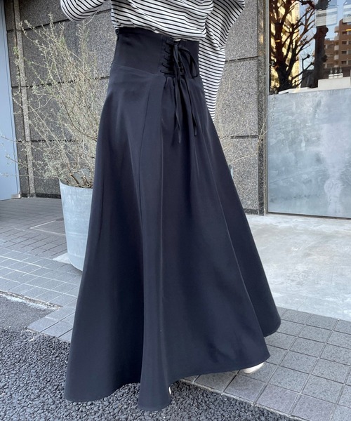 one after another NICE CLAUP(ワンアフターアナザーナイスクラップ)の「美シルエット大人かわいい。バックレースアップフレアスカート【ZOZO限定商品】(スカート・レディース・ベージュ/ブラック/ブラウン・SMALL/MEDIUM)」の20枚目の写真