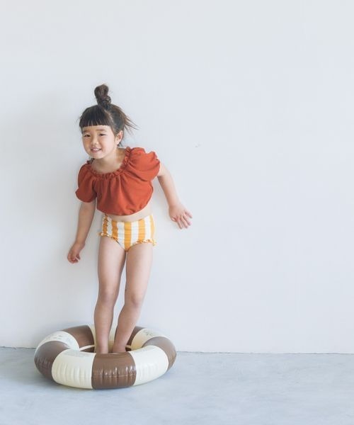 LOWRYS FARM（ローリーズファーム）の「ＳＷＩＭパフセットアップ　191083（水着・キッズ・ブラック/ブラウン/カーキ・110cm/120cm/130cm）」の7枚目の写真