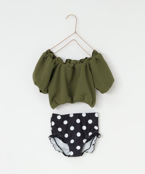 LOWRYS FARM（ローリーズファーム）の「ＳＷＩＭパフセットアップ　191083（水着・キッズ・ブラック/ブラウン/カーキ・110cm/120cm/130cm）」の13枚目の写真