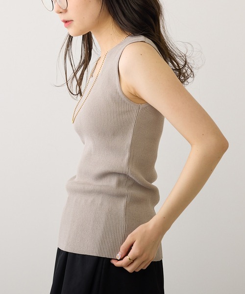 PUAL CE CIN(ピュアルセシン)の「リネンタッチスクエアタンクトップ(タンクトップ・レディース・グレイッシュベージュ/ブラック/オフホワイト/ブラウン・FREE)」の14枚目の写真