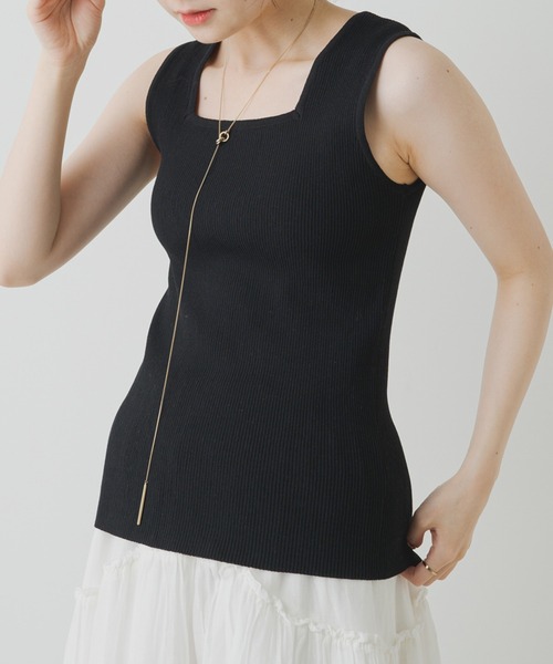 PUAL CE CIN(ピュアルセシン)の「リネンタッチスクエアタンクトップ(タンクトップ・レディース・グレイッシュベージュ/ブラック/オフホワイト/ブラウン・FREE)」の18枚目の写真