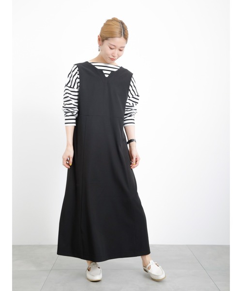 マルチウェイオーバーシャッツ➕ブラックスカート　2点　10%オフ Samansa Mos2 blue（サマンサモスモスブルー）の「前後2wayジャンスカ