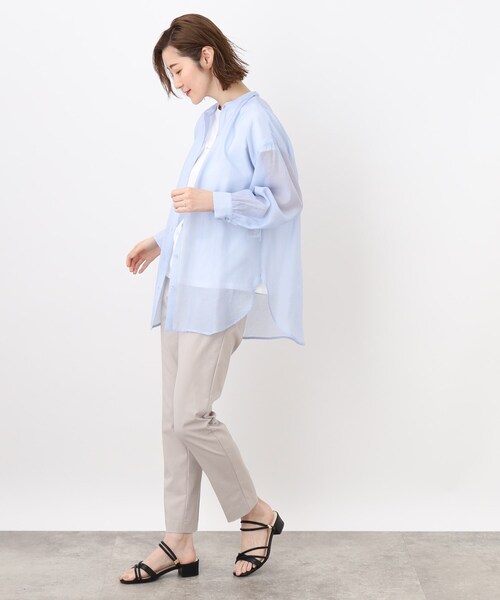 grove（グローブ）の「◆トレンドスタイルが簡単にキマる!シアーシャツ&Tシャツセット（アンサンブル・レディース・サックスブルー/キャメル/ブラウン系その他/ナチュラル・02/03/01/04/05）」の7枚目の写真