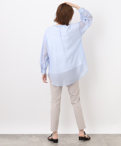 grove（グローブ）の「◆トレンドスタイルが簡単にキマる!シアーシャツ&Tシャツセット（アンサンブル・レディース・サックスブルー/キャメル/ブラウン系その他/ナチュラル・02/03/01/04/05）」の8枚目の写真