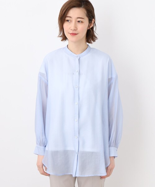 grove（グローブ）の「◆トレンドスタイルが簡単にキマる!シアーシャツ&Tシャツセット（アンサンブル・レディース・サックスブルー/キャメル/ブラウン系その他/ナチュラル・02/03/01/04/05）」の12枚目の写真