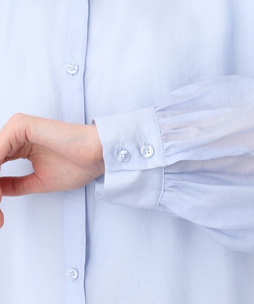 grove（グローブ）の「◆トレンドスタイルが簡単にキマる!シアーシャツ&Tシャツセット（アンサンブル・レディース・サックスブルー/キャメル/ブラウン系その他/ナチュラル・02/03/01/04/05）」の16枚目の写真