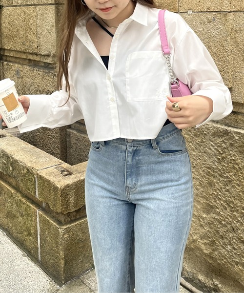 prose verse（プロズヴェール）の「ポケット刺繍クロップドシャツ（シャツ/ブラウス・レディース・オフホワイト/ブルー/ネイビー・MEDIUM）」の6枚目の写真