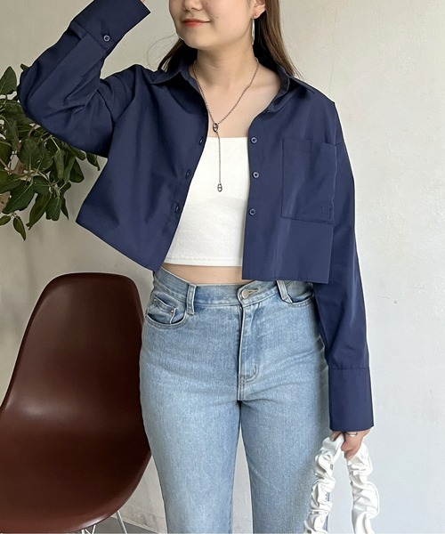 prose verse（プロズヴェール）の「ポケット刺繍クロップドシャツ（シャツ/ブラウス・レディース・オフホワイト/ブルー/ネイビー・MEDIUM）」の16枚目の写真