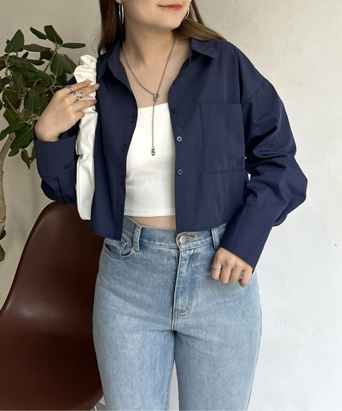 prose verse（プロズヴェール）の「ポケット刺繍クロップドシャツ（シャツ/ブラウス・レディース・オフホワイト/ブルー/ネイビー・MEDIUM）」の18枚目の写真