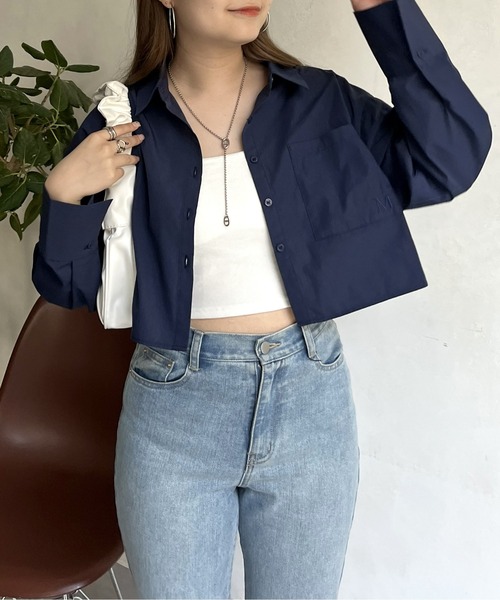 prose verse（プロズヴェール）の「ポケット刺繍クロップドシャツ（シャツ/ブラウス・レディース・オフホワイト/ブルー/ネイビー・MEDIUM）」の19枚目の写真