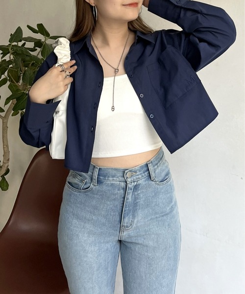 prose verse（プロズヴェール）の「ポケット刺繍クロップドシャツ（シャツ/ブラウス・レディース・オフホワイト/ブルー/ネイビー・MEDIUM）」の20枚目の写真