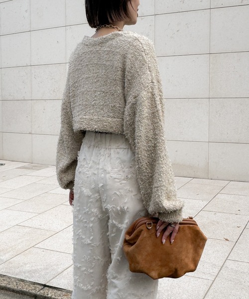 audrey and john wad（オードリーアンドジョンワッド）の「ツイードチェック柄ニットボレロ（カーディガン/ボレロ・レディース・ブラック/ダークラベンダー/ベージュ・FREE）」の22枚目の写真