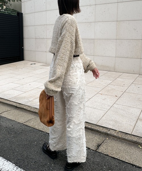 audrey and john wad（オードリーアンドジョンワッド）の「ツイードチェック柄ニットボレロ（カーディガン/ボレロ・レディース・ブラック/ダークラベンダー/ベージュ・FREE）」の20枚目の写真