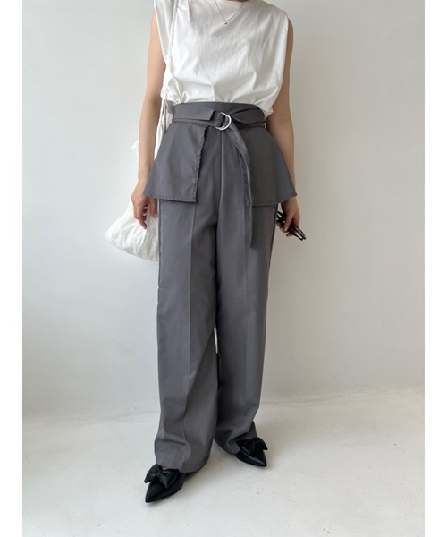 JUMELLE（ジュメロ）の「ペプラムストレートパンツ【低身長~高身長】（スラックス・レディース・グレー/ベージュ・M）」の22枚目の写真