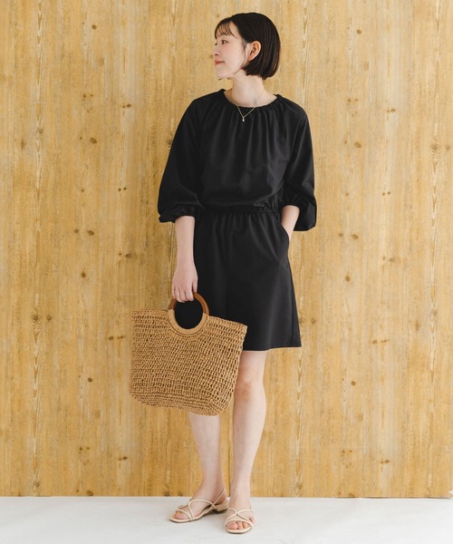 F by ROSSO（エフバイロッソ）の「F by ROSSO　UVCUTショートコンビネゾン（サロペット/オーバーオール・レディース・ブラック/ライトベージュ・FREE）」の5枚目の写真