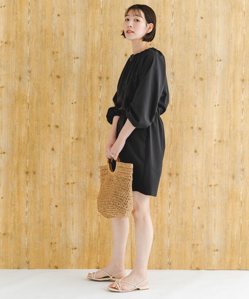 F by ROSSO（エフバイロッソ）の「F by ROSSO　UVCUTショートコンビネゾン（サロペット/オーバーオール・レディース・ブラック/ライトベージュ・FREE）」の6枚目の写真