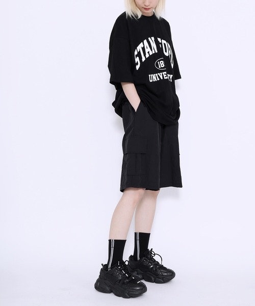 Figments(フィグメンツ)の「STANFORDオーバーTシャツ(Tシャツ/カットソー・レディース・ホワイト/ブラック・FREE)」の7枚目の写真