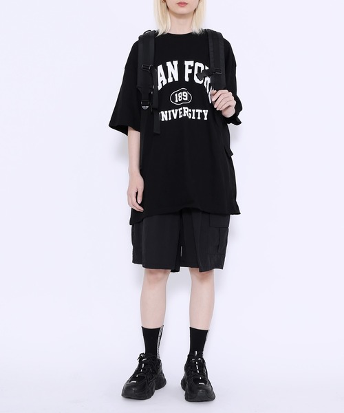 Figments(フィグメンツ)の「STANFORDオーバーTシャツ(Tシャツ/カットソー・レディース・ホワイト/ブラック・FREE)」の8枚目の写真