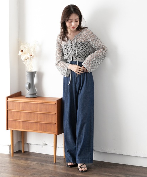 VIS(ビス)の「【前後2WAY】リネン混レースアップ透かしラメカーディガン(カーディガン/ボレロ・レディース・ブラック系その他/ホワイト系その他5・FREE)」の20枚目の写真