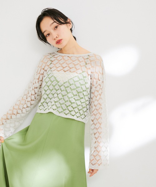 VIS(ビス)の「【前後2WAY】リネン混レースアップ透かしラメカーディガン(カーディガン/ボレロ・レディース・ブラック系その他/ホワイト系その他5・FREE)」の3枚目の写真