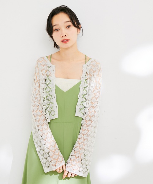 VIS(ビス)の「【前後2WAY】リネン混レースアップ透かしラメカーディガン(カーディガン/ボレロ・レディース・ブラック系その他/ホワイト系その他5・FREE)」の5枚目の写真