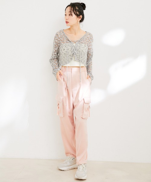 VIS(ビス)の「【前後2WAY】リネン混レースアップ透かしラメカーディガン(カーディガン/ボレロ・レディース・ブラック系その他/ホワイト系その他5・FREE)」の9枚目の写真