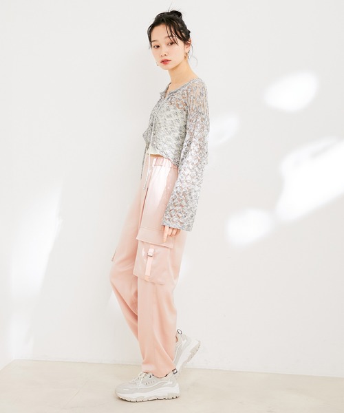 VIS(ビス)の「【前後2WAY】リネン混レースアップ透かしラメカーディガン(カーディガン/ボレロ・レディース・ブラック系その他/ホワイト系その他5・FREE)」の10枚目の写真