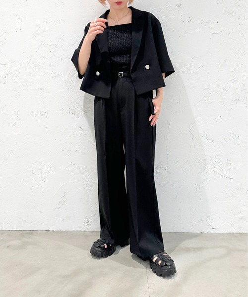 apres jour mignon(アプレジュールミニョン)の「ショートジャケット【SETUP着用可能】【ZOZOTOWN限定アイテム】(テーラードジャケット・レディース・ブラック/ライトグレー/ネイビー・X-LARGE/フリー)」の7枚目の写真