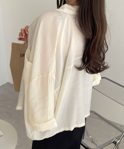 andme(アンドミー)の「シアーショート丈半袖シャツブラウス(シャツ/ブラウス・レディース・ブラック/アイボリー/カーキ/ブラウン・M)」の17枚目の写真