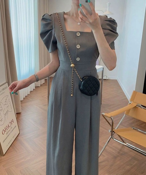 ANOTHER S オールインワン パンツドレス オールインワンロング丈ワイドパンツドレス（ワンピース