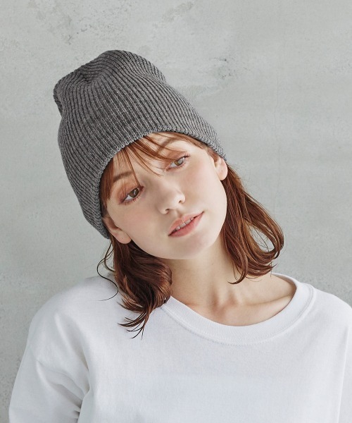 milsa(ミルサ)の「【EC限定】milsa ニットビーニー(リブ編みニット帽)(ニットキャップ/ビーニー・レディース・ブラック/グレー/ライトブルー/ライトパープル/ホワイト・57~59cm)」の16枚目の写真